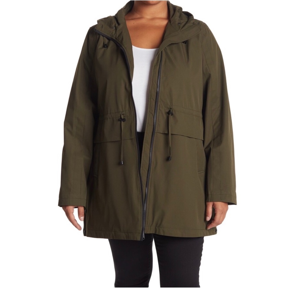 NWOT- Sam Edelman- Peplum Rain Anorak in green Size L - Picture 1 of 12